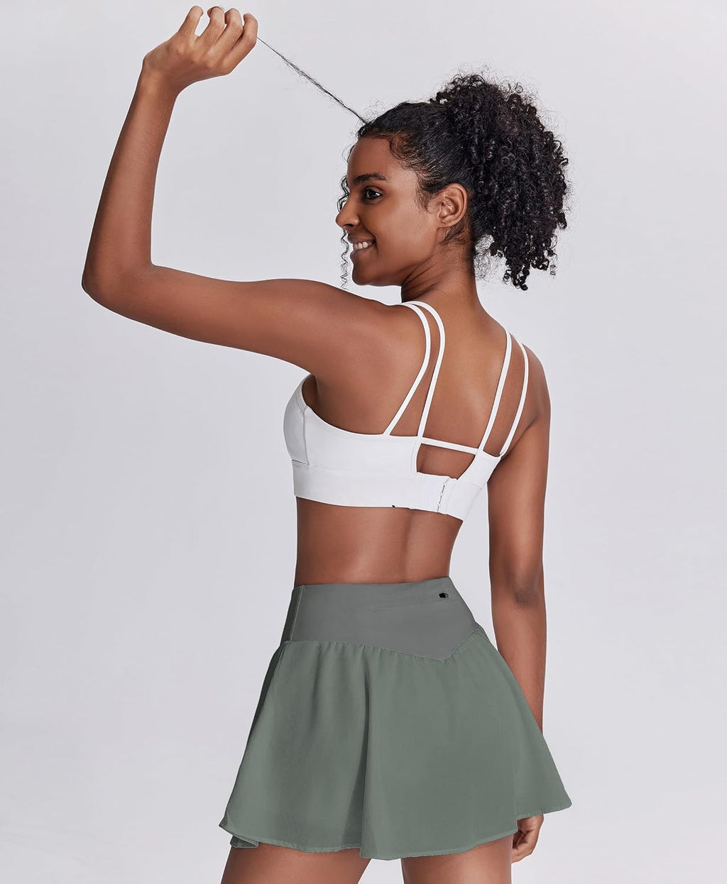 PINSPARK Women's Pleated Tennis Skirt - Double Ruffle Golf Skort with Tummy Control & 3 Pockets