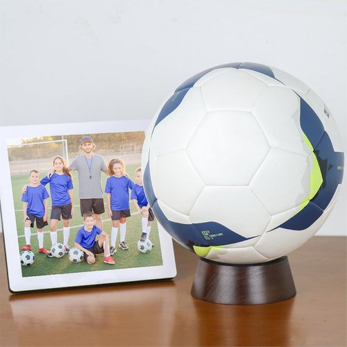 HillSpring Wooden Football Display Stand - Versatile Holder for Rugby, Basketball & Memorabilia | 1 Pack