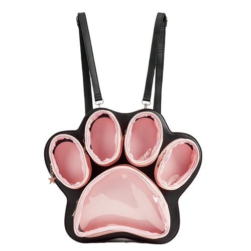 Aunewrick Cat Paw Ita Bag Kawaii Cute Backpack Ita Display Backpack with Clear Pocket Pretty Aesthetic Crossbody Shoulder Bag