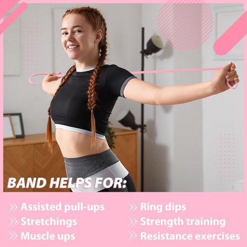 Sotiff 10 Pcs Resistance Bands Pull up Bands Pull up Assistance Band Exercise Workout Ring for Working Out Muscle Training Physical Muscle Training Men and Women (Pink,15-35 Lbs)