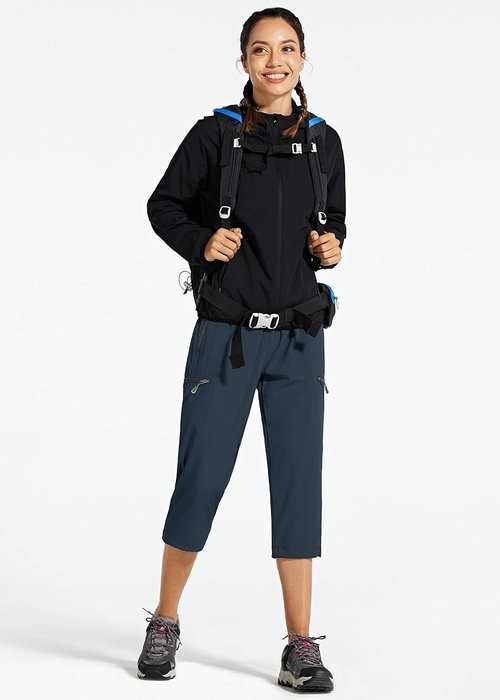 Libin Women's Capri Pants - Lightweight Quick-Dry Hiking Capris with Zipper Pockets | Casual Travel Wear