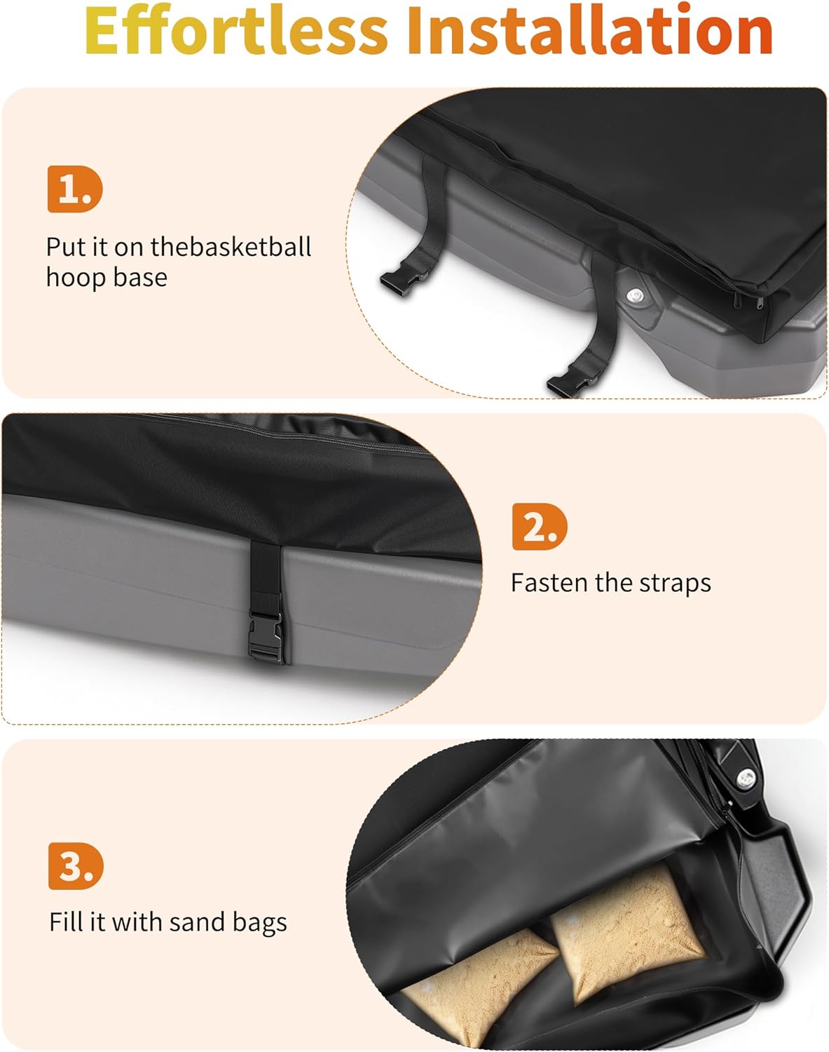 Skiennix Basketball Hoop Sandbag - Heavy Duty Weighted Base Anchor, Weather Resistant Oxford Fabric
