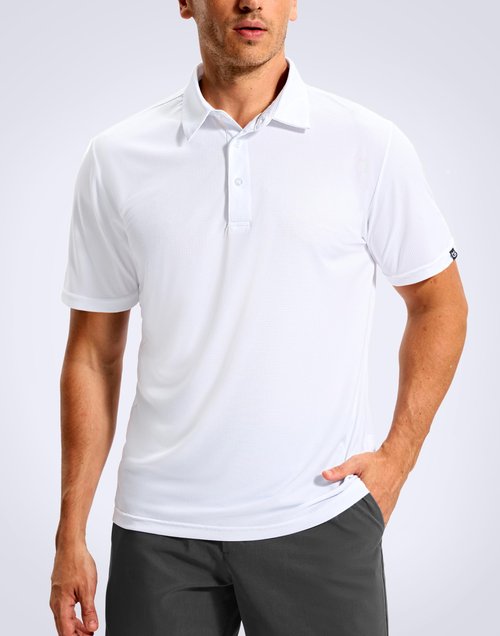 G Gradual Mens Golf Shirt White Short Sleeve Dry Fit Moisture Wicking Performance Athletic Jacquard Summer Collared Polo Shirts for Men Large