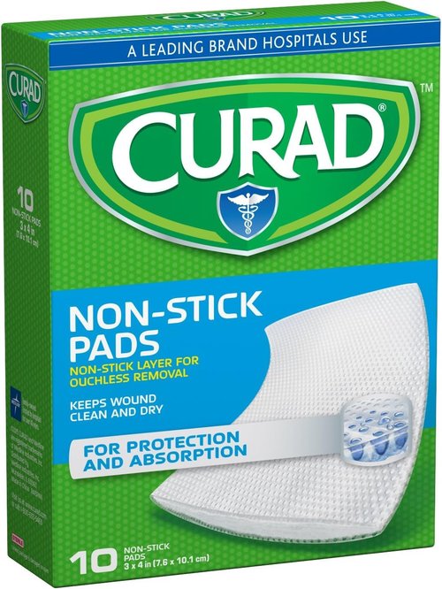 Curad Medium Non-Stick Pads 3 X 4 Inches,10 Count (Pack of 2)
