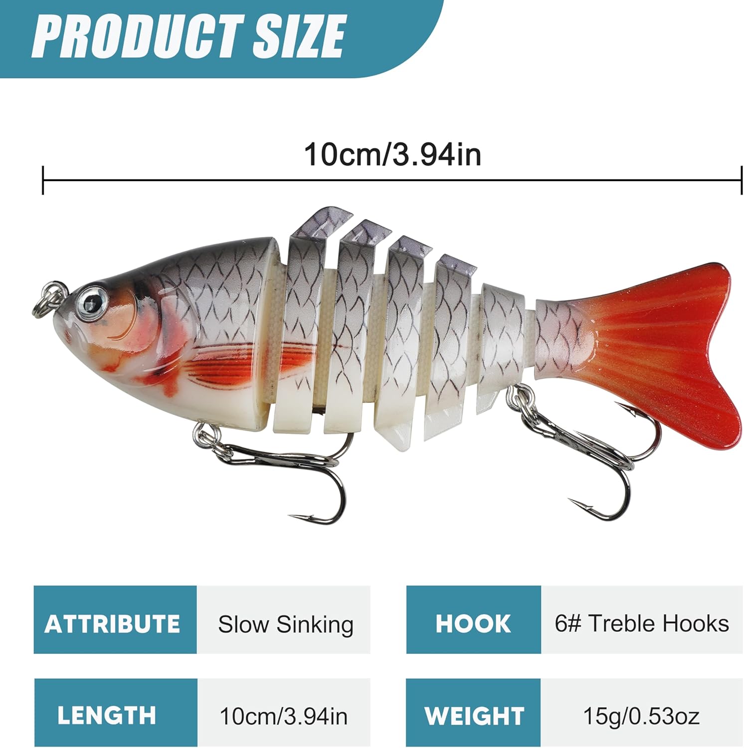 Skiennix Fishing Lures - 5pcs Segmented Multi-Jointed Swimbaits for Bass & Trout | Slow Sinking Bionic Hard Bait