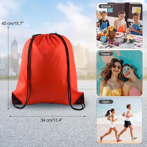 KUUQA 25Pcs Red Drawstring Backpack Bags, Gym Sport Traveling Backpack, Red