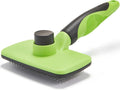 Skiennix Self-Cleaning Slicker Brush - Skin-Friendly Grooming Tool for Dogs & Cats | Green