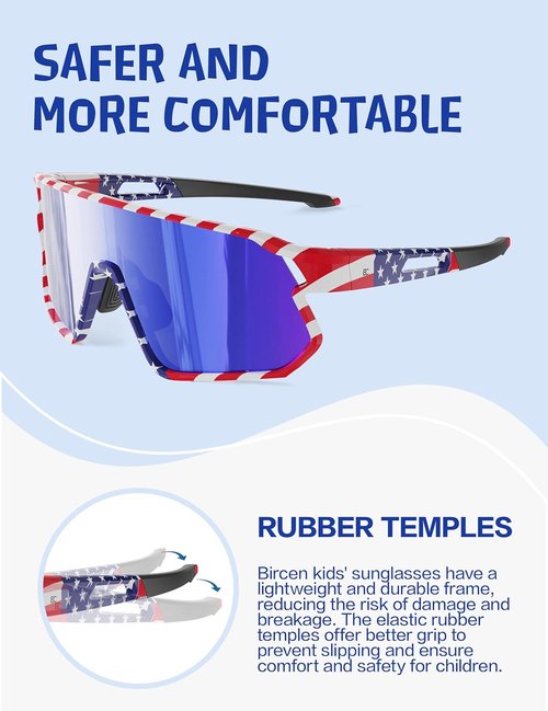 BIRCEN Kids Baseball Sunglasses - Polarized UV Protection for Boys & Girls Ages 5-12