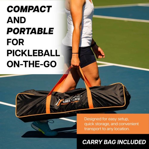 Rally Pickleball Net, Portable Net System, Indoor/Outdoor, Pickleball Training Aids, Regulation Size, Alloy Steel Frame, Net and Carry Bag (Deluxe)