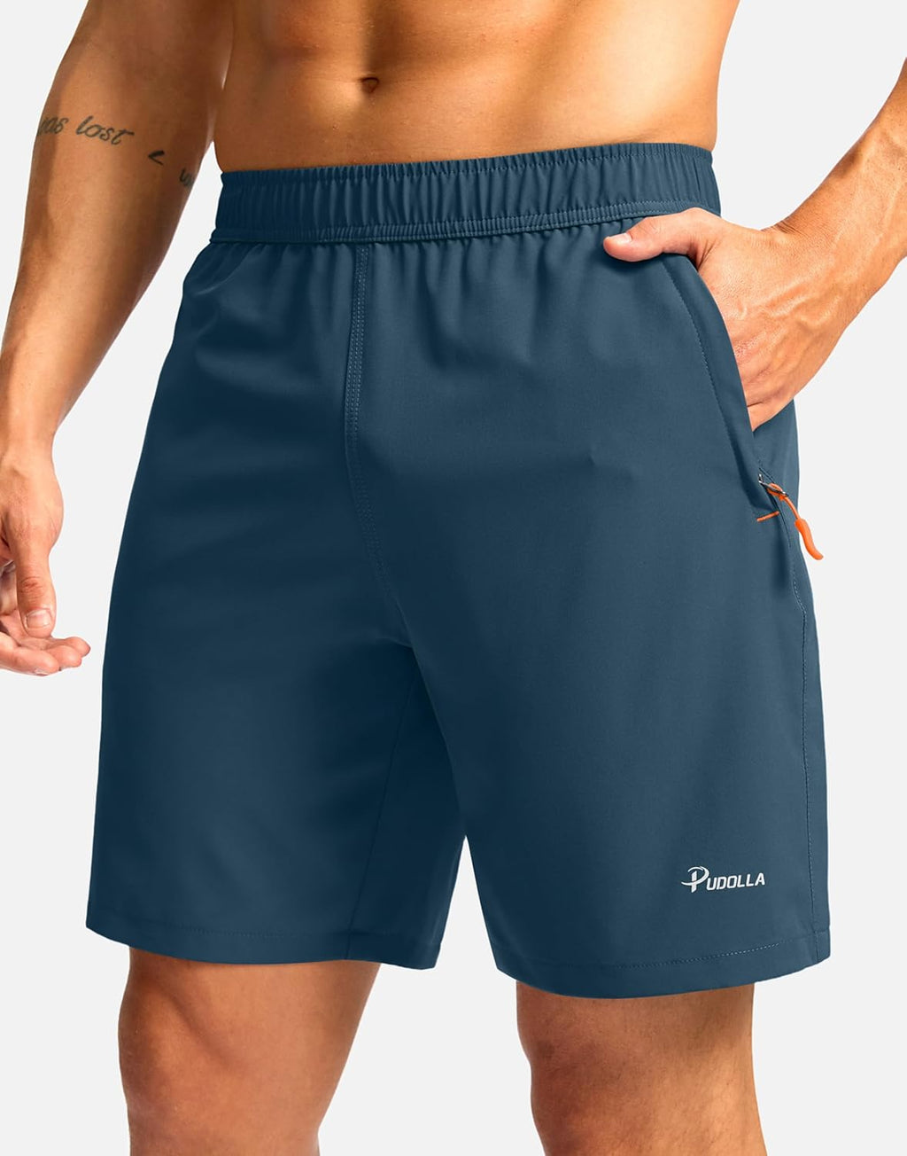 Pudolla Men's Athletic Hiking Shorts - Lightweight Workout Shorts with 3 Zipper Pockets | Ideal for Outdoor Travel