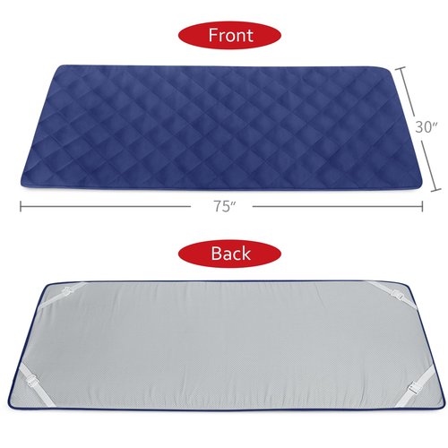 Cot Mattress Topper Pad Quilted, Non-Slip Super Soft Comfortable Cool Sleeping Pad 75"x30" for Camping Cot/Rv Bunk/Narrow Twin Beds, Navy
