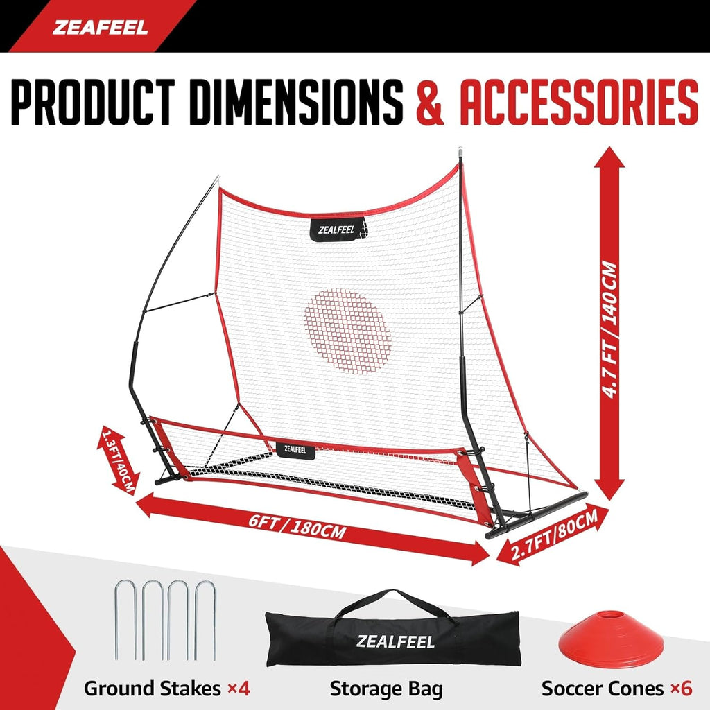 Skiennix Soccer Rebounder - 2-in-1 Bounce Back Net for Team Training | Large 6'x4.7' & Small 6'x16' Sizes