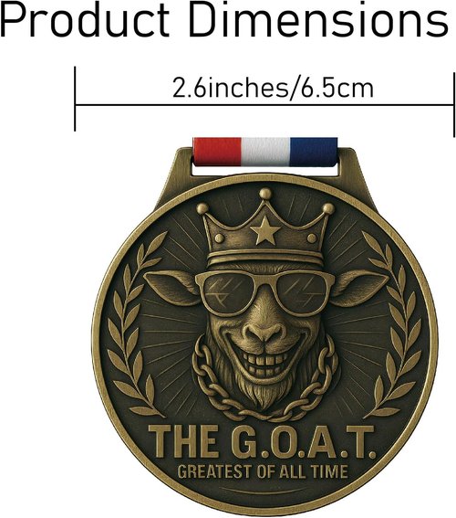 Goat Medal - 3-Inch Champion Pendant with Award Ribbon | Ultimate MVP Chain for Sports Tournaments