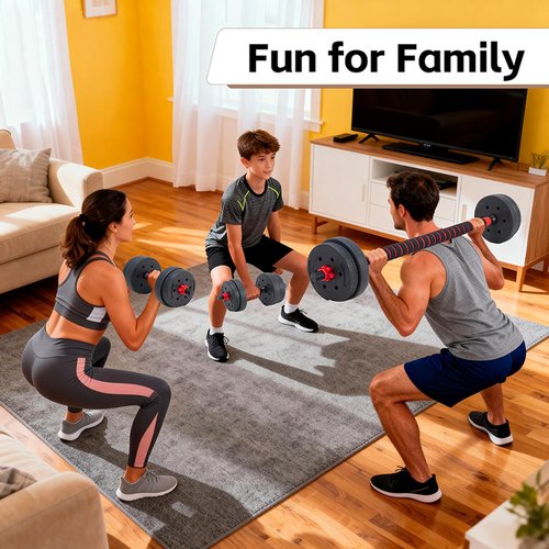 OLIXIS Adjustable Dumbbell 4 IN 1 Set, Changeable Dumbbells, Barbell, Kettlebells and Push Up Stand, Multi-Functional Exercise and Fitness for Home Gym, 20lbs, Black and Red
