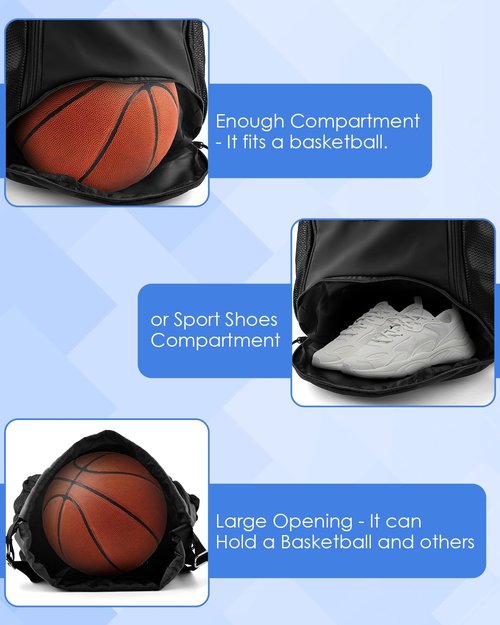 BROTOU Soccer Drawstring Backpack - Versatile Sports Bag with Ball & Shoe Compartment | Ideal for Basketball, Volleyball