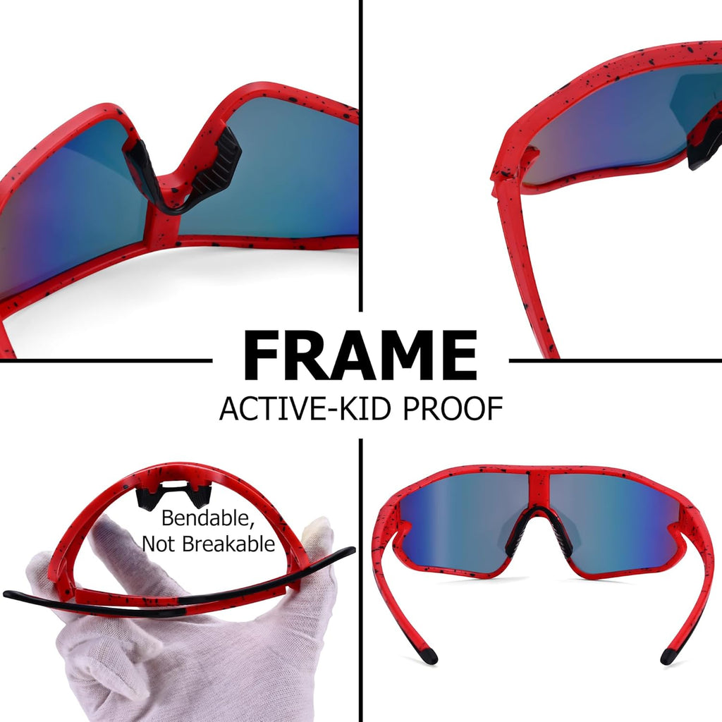 Skiennix Kids Baseball Sunglasses - Youth Sports Shades for Boys & Girls Age 6-14