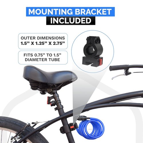 DocksLocks Security Cable Lock Set (4' or 6') Coiled, Keyless Resettable Combination, Mounting Bracket, Portable and Compact for Bikes, Scooters 4ft