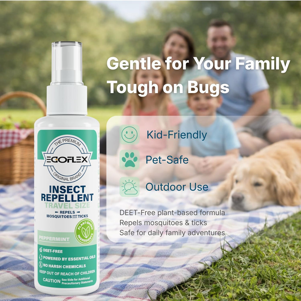 Skiennix Mosquito Repellent Spray - DEET-Free Travel Size Bug Spray | Natural Essential Oils, Peppermint Scent - 3 Fl Oz (3-Pack)