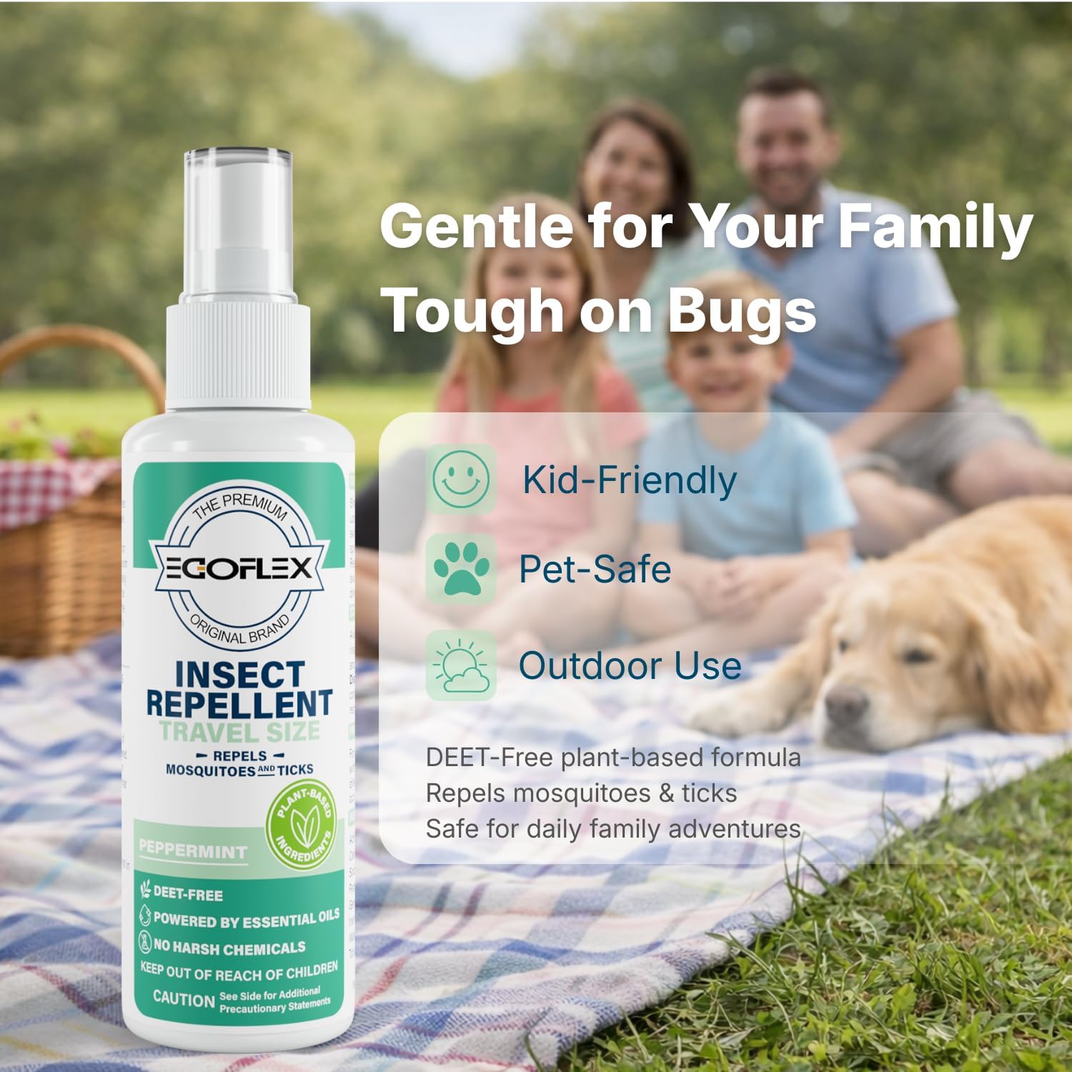 Skiennix Mosquito Repellent Spray - DEET-Free Travel Size Bug Spray | Natural Essential Oils, Peppermint Scent - 3 Fl Oz (3-Pack)
