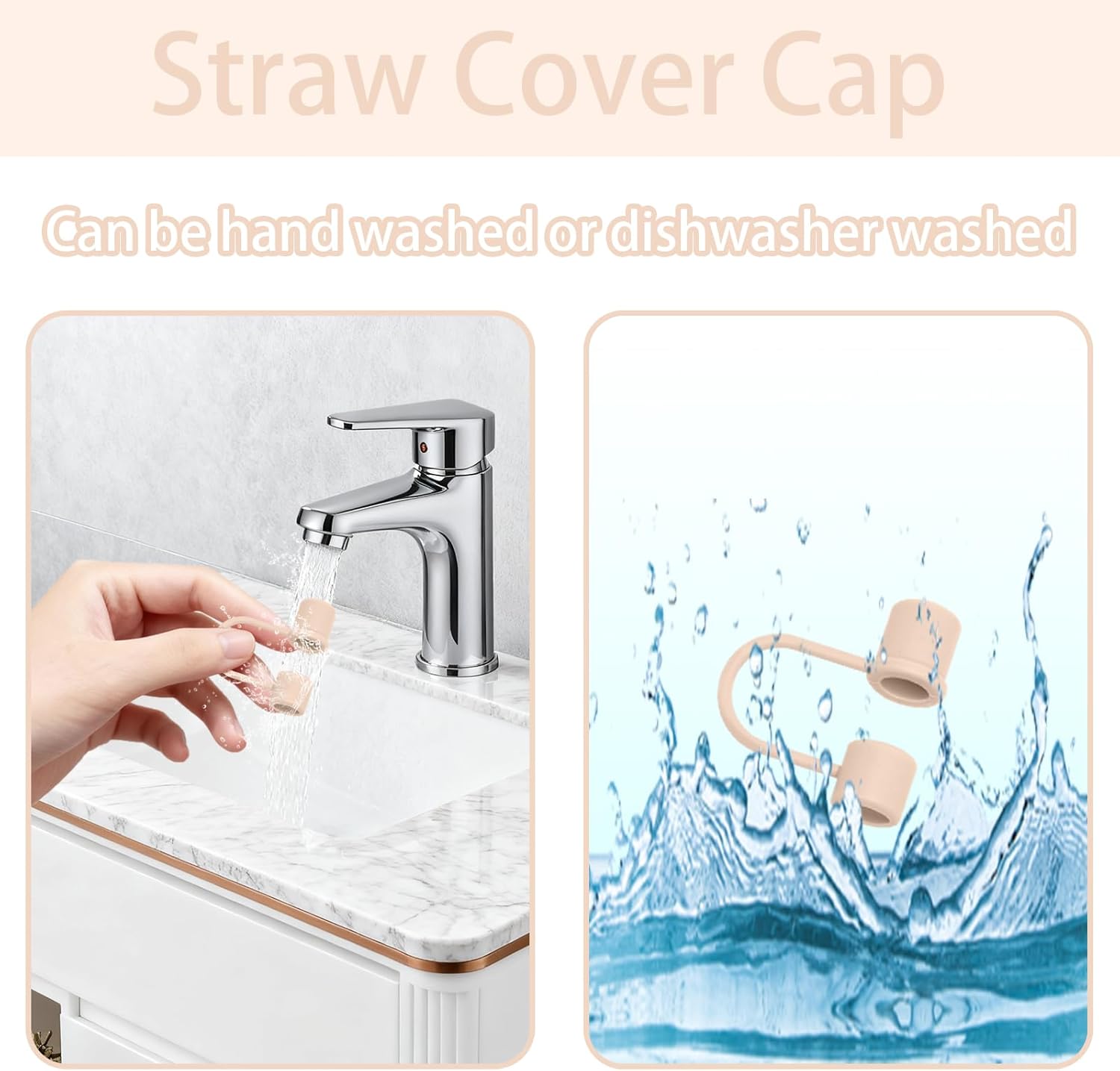 Skiennix Silicone Straw Cover Caps - Reusable Toppers for Stanley 30 & 40 Oz Tumblers - Fleshy Pink (6PCS)