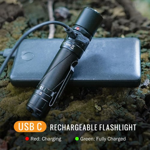 Sofirn SK30 Tactical Flashlight Rechargeable 3000 High Lumens Pocket Flashlight Dual Switches 6 Modes Super Bright IP68 LED Flashlight for Camping, Home, Emergency, Rescue, Hunting, Inspection, Repair