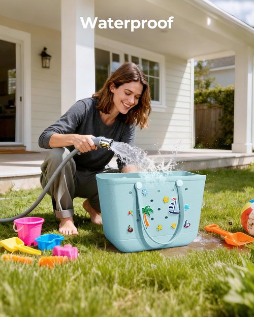 BAGSMART Large Waterproof Beach Bag - Stylish Tote with Cooler & Charms for Pool Days