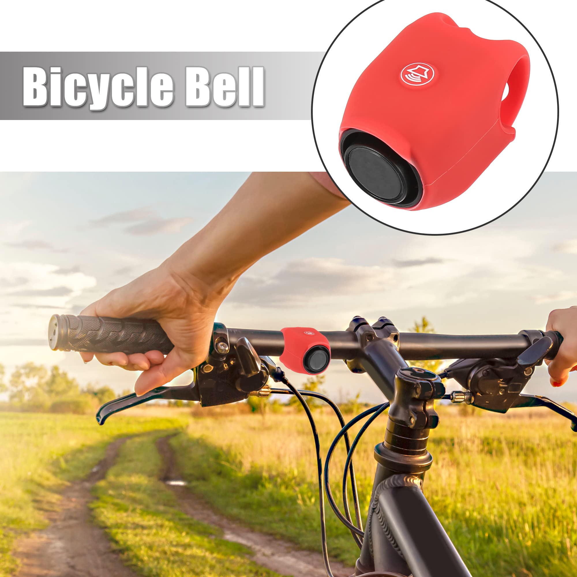 X AUTOHAUX Electric Bike Bell Cycling Bells Horn Loud Bicycle Horns Silicone for Mountain Bike Road Bike Rechargeable Red