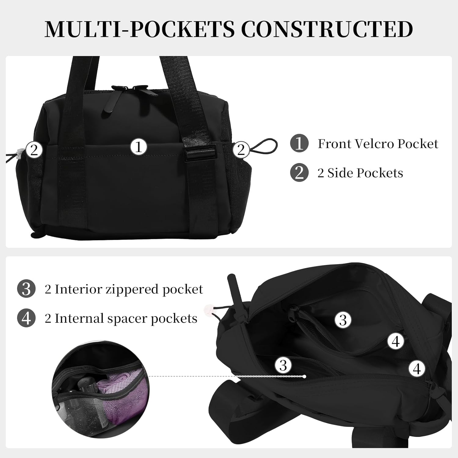 Skiennix Small Gym Bag - Mini Duffle Tote with Wet Compartment for Workout | Black