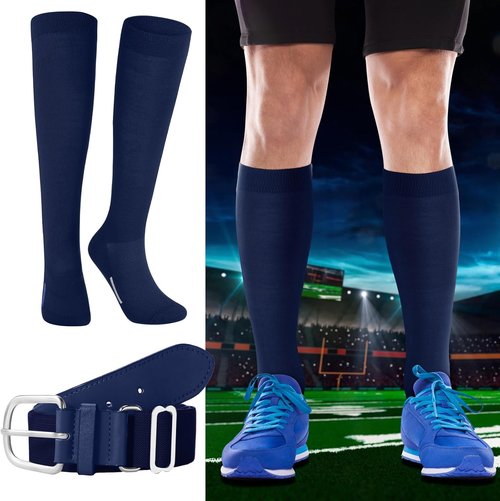 Haysandy Baseball & Softball Sock and Belt Combo Set - 3 Youth Socks with Softball Belt