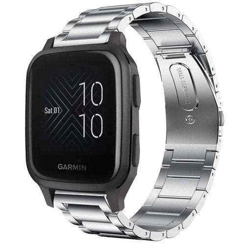 YOUkei Compatible with Garmin Venu Sq 2 bands, Stainless Steel Metal Replacement Strap Bracelet Compatible with Garmin Venu Sq Smartwatch/Venu Sq 2 / Venu 2 Plus Smartwatch 2022 (Silver)