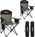 Heavy Duty Camping Chair - 350LBS Capacity | Portable Folding Chair with Cooler Bag & Cup Holder - Black