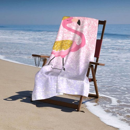 Cute Flamingo Beach Towel for Women/Adults, Personalized Microfiber Beach Towels Bulk, Quick Dry Beach Towel for Pool, Lightweight Bath Towels Oversized Clearance 30"x 60"