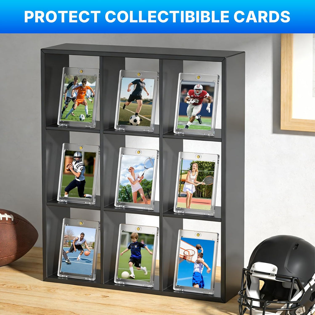 Skiennix Magnetic Card Holder - 50 Pcs 130PT Hard Protectors with 10 Stands | UV Protected Clear Display for Trading Cards