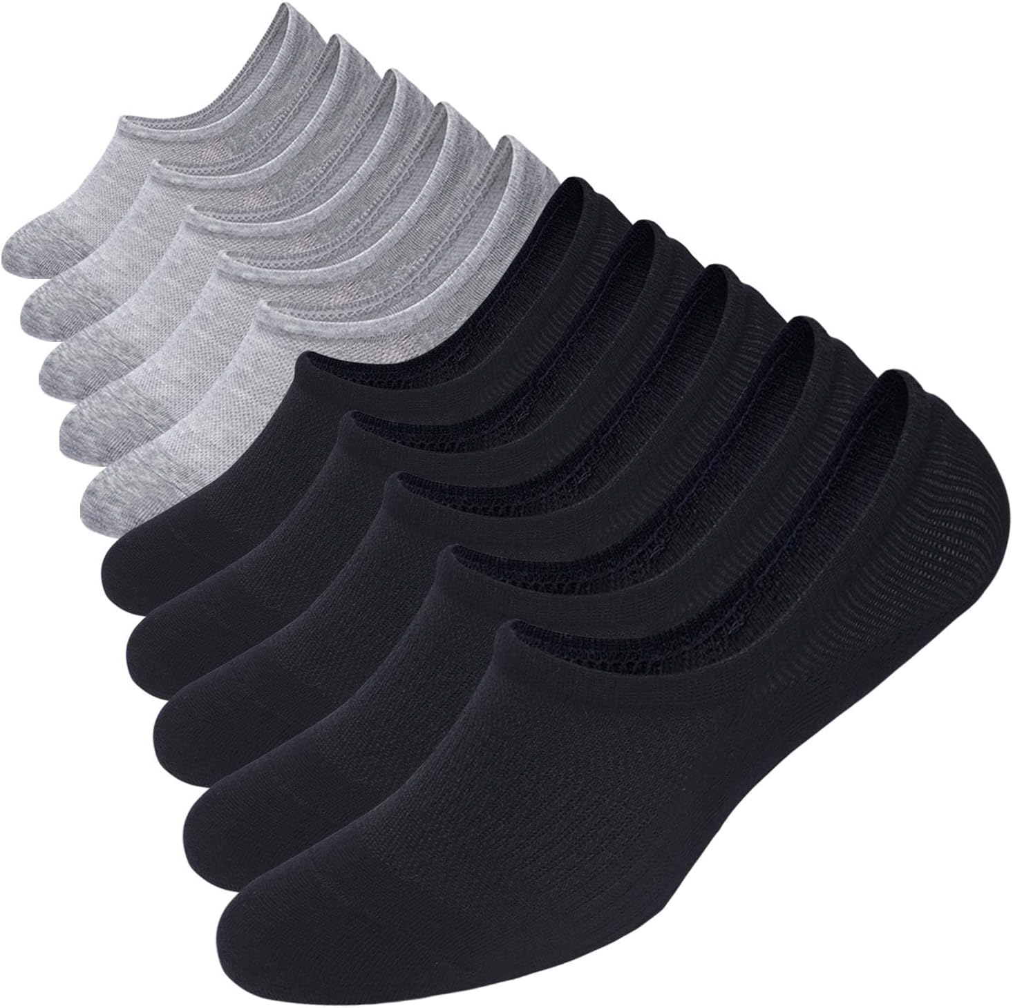 WANDER No Show Socks - 10 Pairs Cotton Non-Slip Low Cut Invisible Loafer Socks for Men & Women | Sizes 6-14
