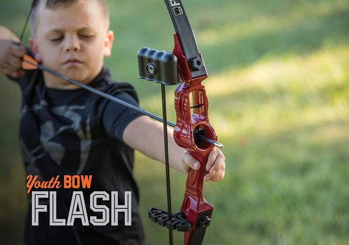 Bear Archery Flash Bow Set - Youth-Friendly Design for Ages 11-14 | Ambidextrous, 18 lb Draw Weight, 24-Inch Draw Length