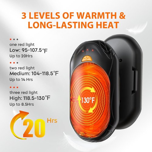 AI Hand Warmers - Rechargeable 2-Pack with Smart Chips | 20 Hours of Safe Heat for Outdoor Activities