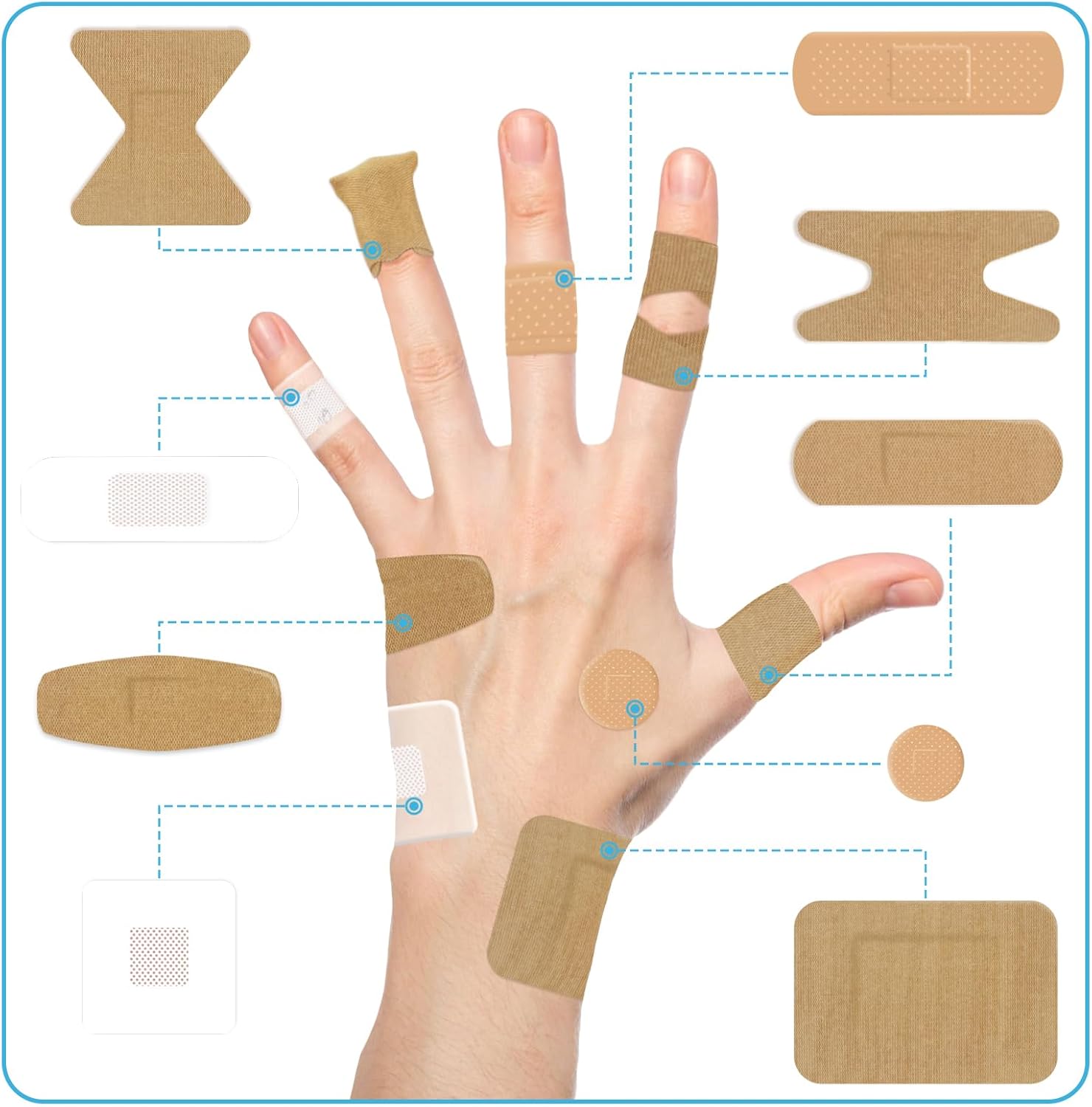 OK TAPE Assorted Adhesive Bandages - 300 Ct Sterile Wound Protection | 9 Sizes, Latex-Free, Waterproof