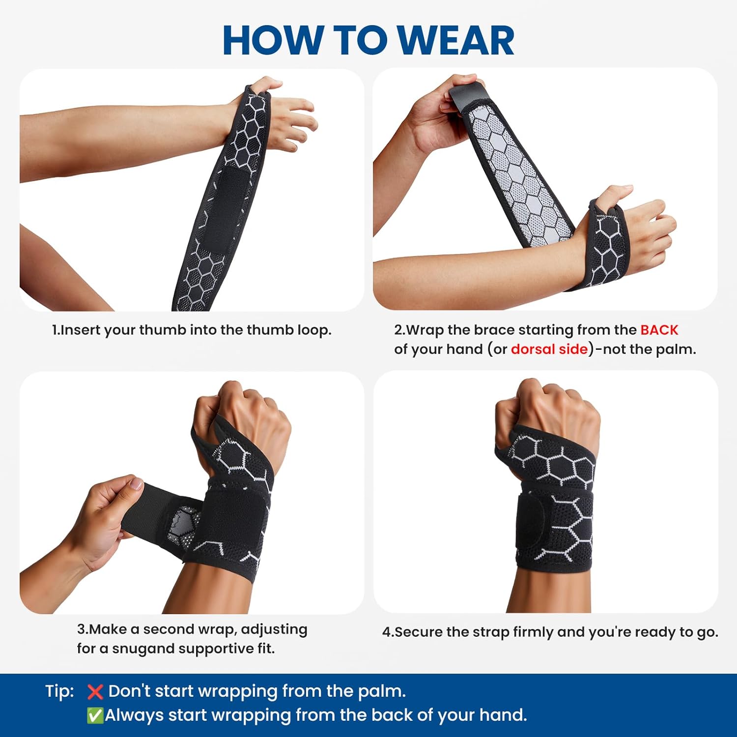 Skiennix Adjustable Wrist Support Brace - Breathable Wrap for Carpal Tunnel & Pain Relief | Unisex, One Size (Black)