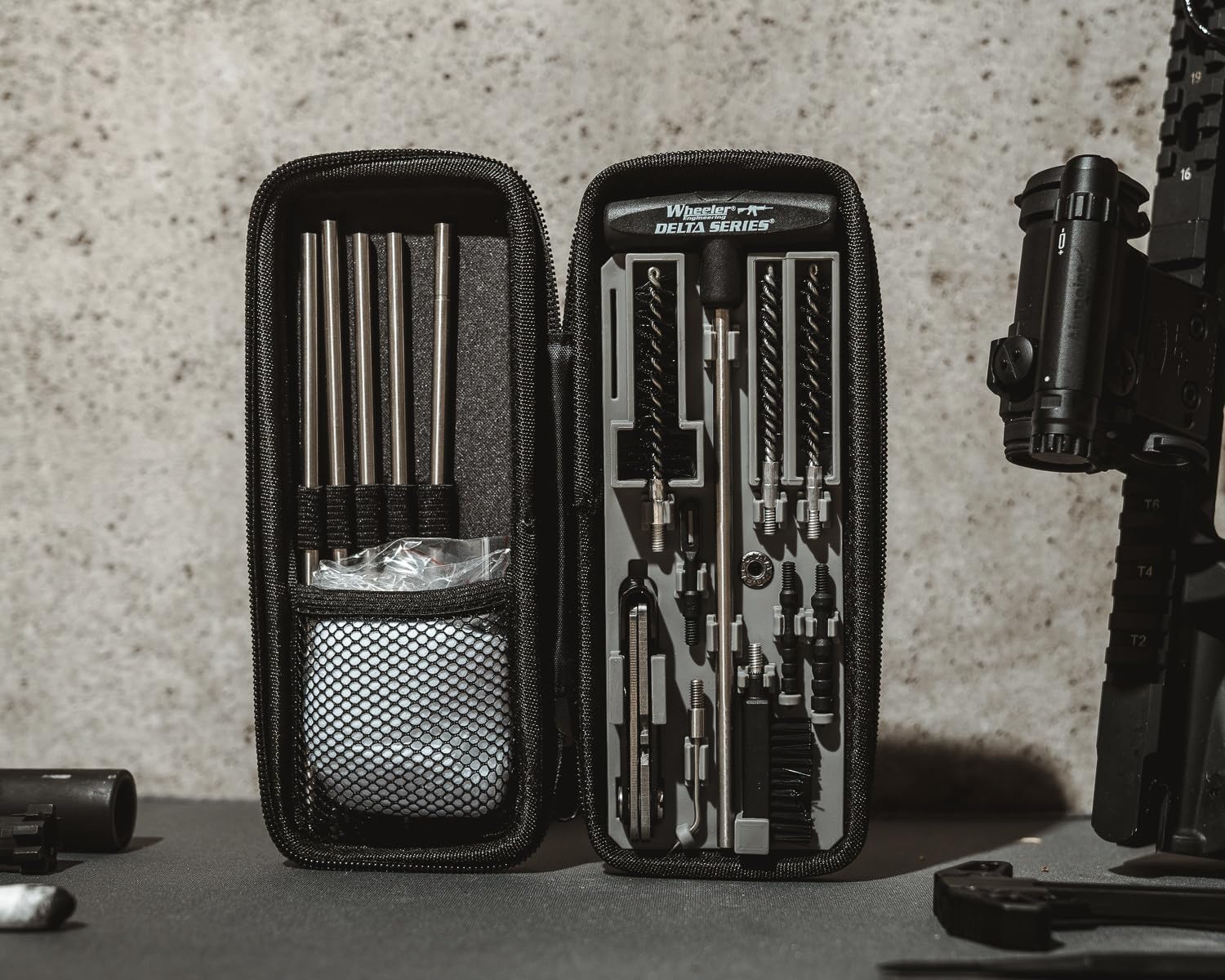 Wheeler Compact Tactical Rifle Cleaning Kit with Compact Storage Case for .22 to .30 Caliber Firearms and Maintenance