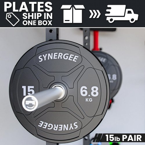 Synergee EZ Grip Bumper Plates 15 LB Pair Black
