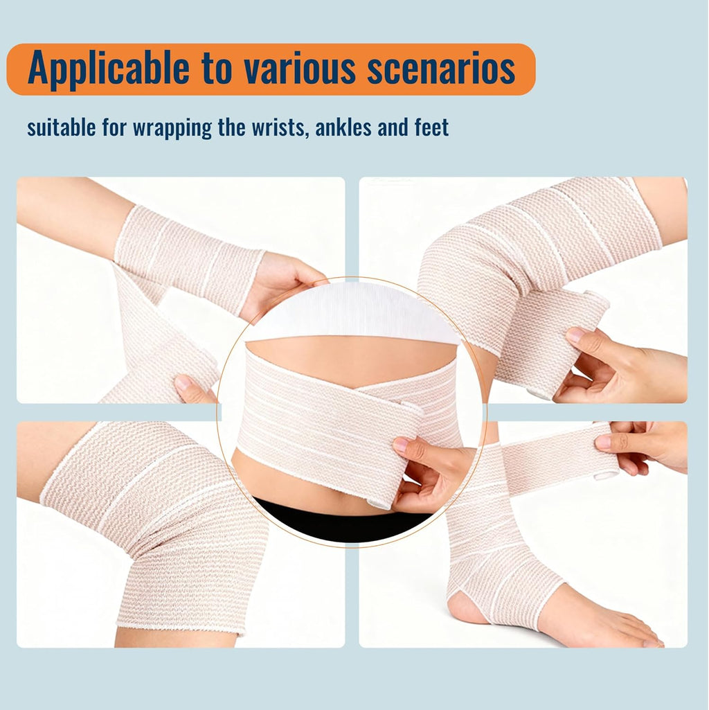 Premium Elastic Bandage Wrap - 4 Inch Compression Support for Legs, Ankle, Knee & Foot - 2 Pack, Latex-Free