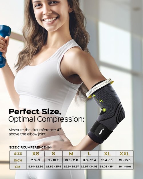 Rakiie Elbow Compression Sleeve 2 Pack, Elbow Brace for Tendonitis and Tennis Elbow, Pain Relief Brace for Men & Women,Sleeve Reduce Joint Pain for Tennis, Golfer, Workouts, Black (XL)
