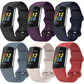 TopPerfekt Bands Compatible with Fitbit Charge 6, Adjustable Soft Silicone Sport Replacement Watch Band Straps Wristbands Bracelet for Charge 6/5 Activity Tracker Women Men (6-Pack 1, Large)