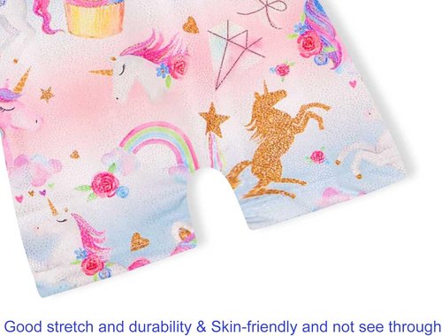 Domusgo Gymnastics Leotard for Girls - Sparkly One-Piece Pro Unitard with Shorts