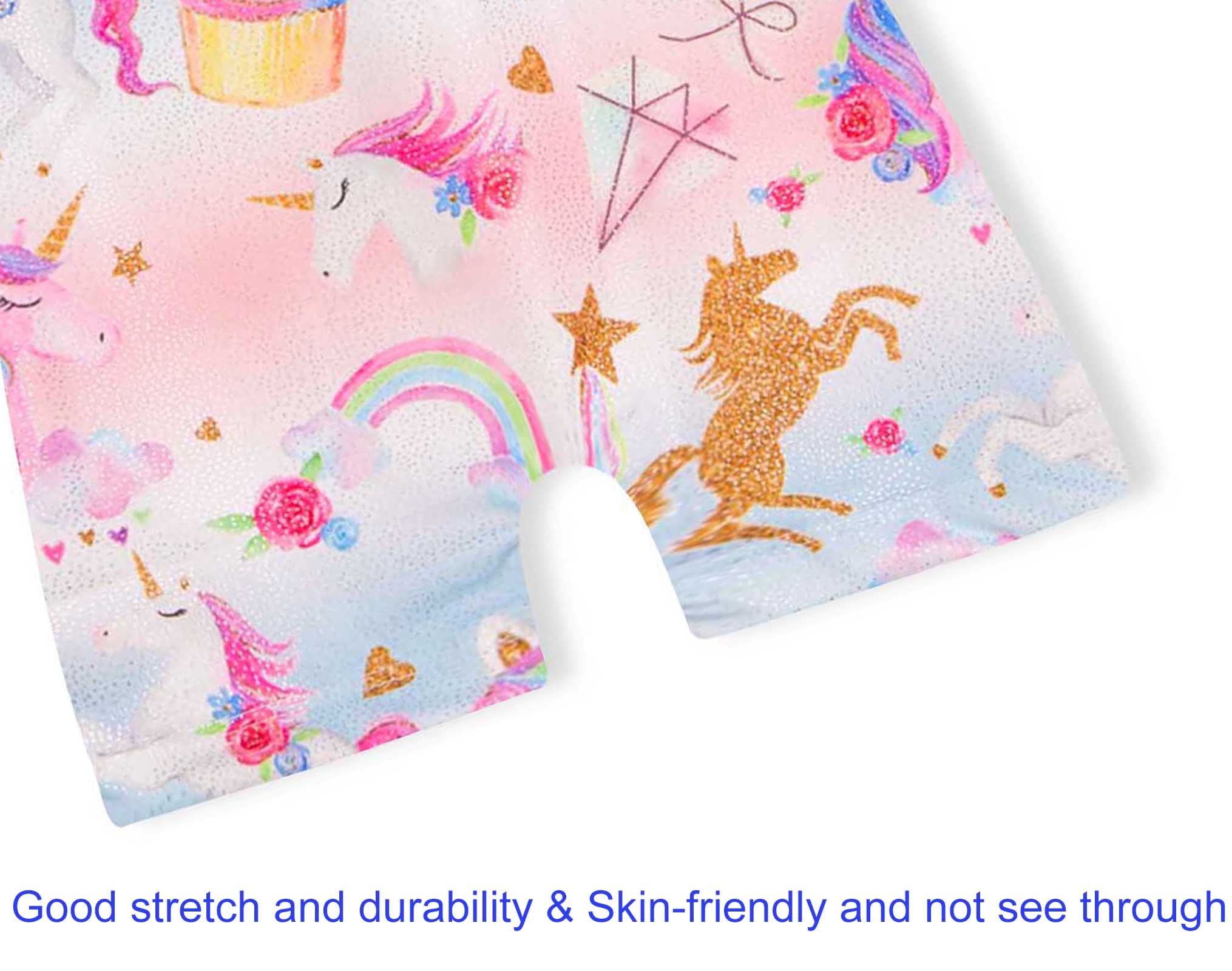 Domusgo Gymnastics Leotard for Girls Size 5-6 Years Old Sparkly Sleeveless Rainbow Unicorn Tumbling Biketards Practice Unitard
