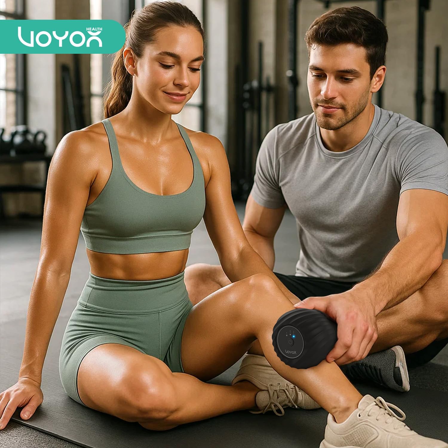 VOYOR-HEALTH Vibrating Peanut Massage Ball - Electric Deep Tissue Roller with 4 Intensities | Rechargeable for Muscle Pain Relief (Black)