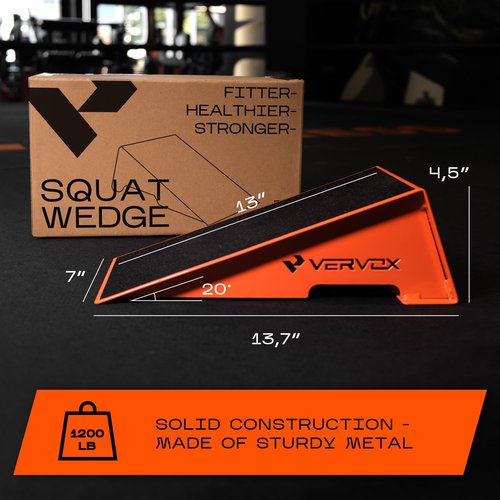 Squat Wedge Block V Vervox - 2-Pack Metal Anti-Slip Heel Wedge for Squats Exercise, Calf Raise & Stretch, Deadlift & Weight Lifting, Mobility, Flexibility, Slant Board – As a Gift 1 Resistance Band