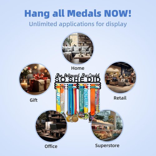 Dafftos Medal Hanger - Wall-Mounted Ribbon Holder & Display Frame for Medals - Easy Installation