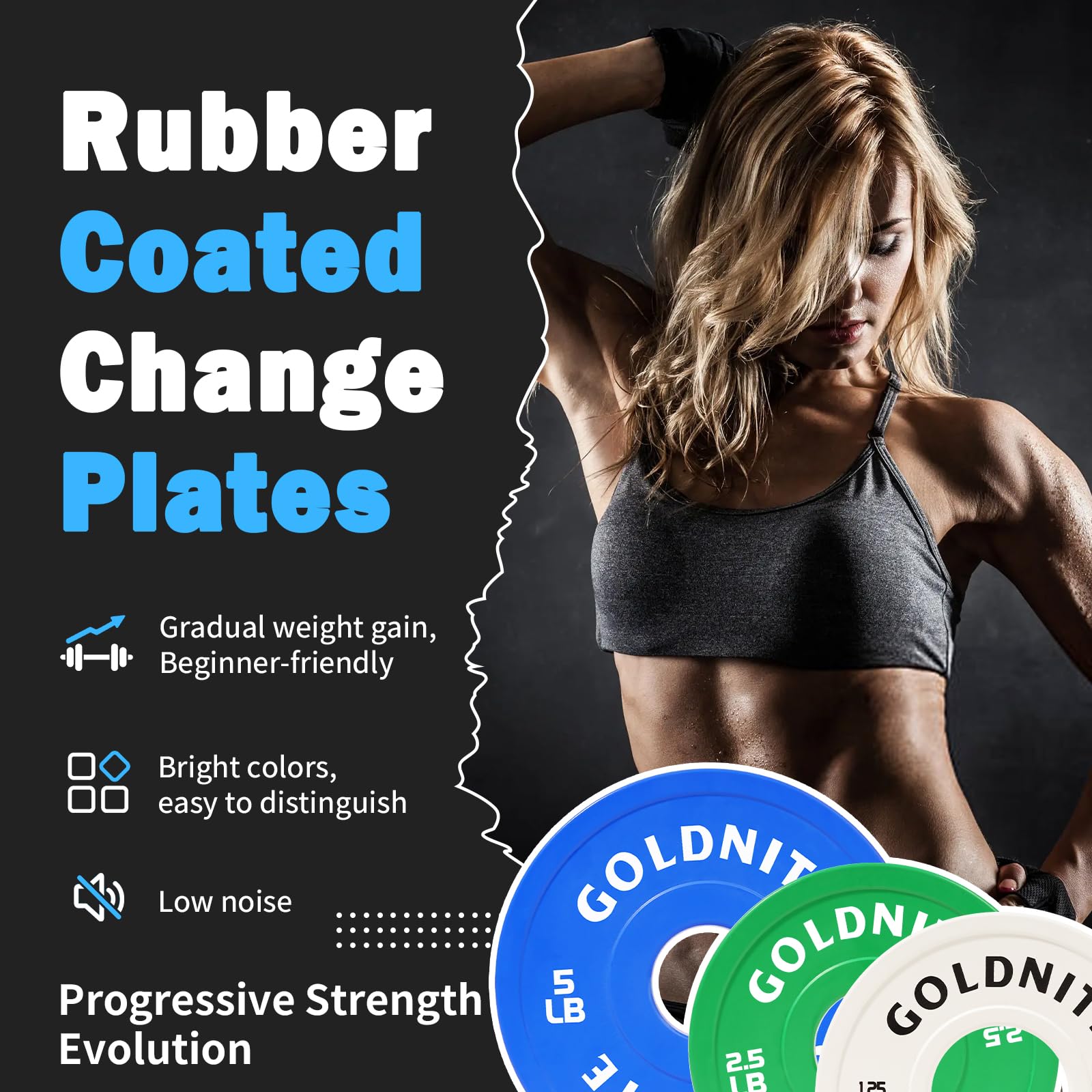 GOLDNITE Fractional Micro Weight Plates Set of 8 Weight Plate Micro Plates 0.25LB 0.5LB 0.75LB 1 LB for Olympic Barbells for Strength Training Micro Plates Weight Plate