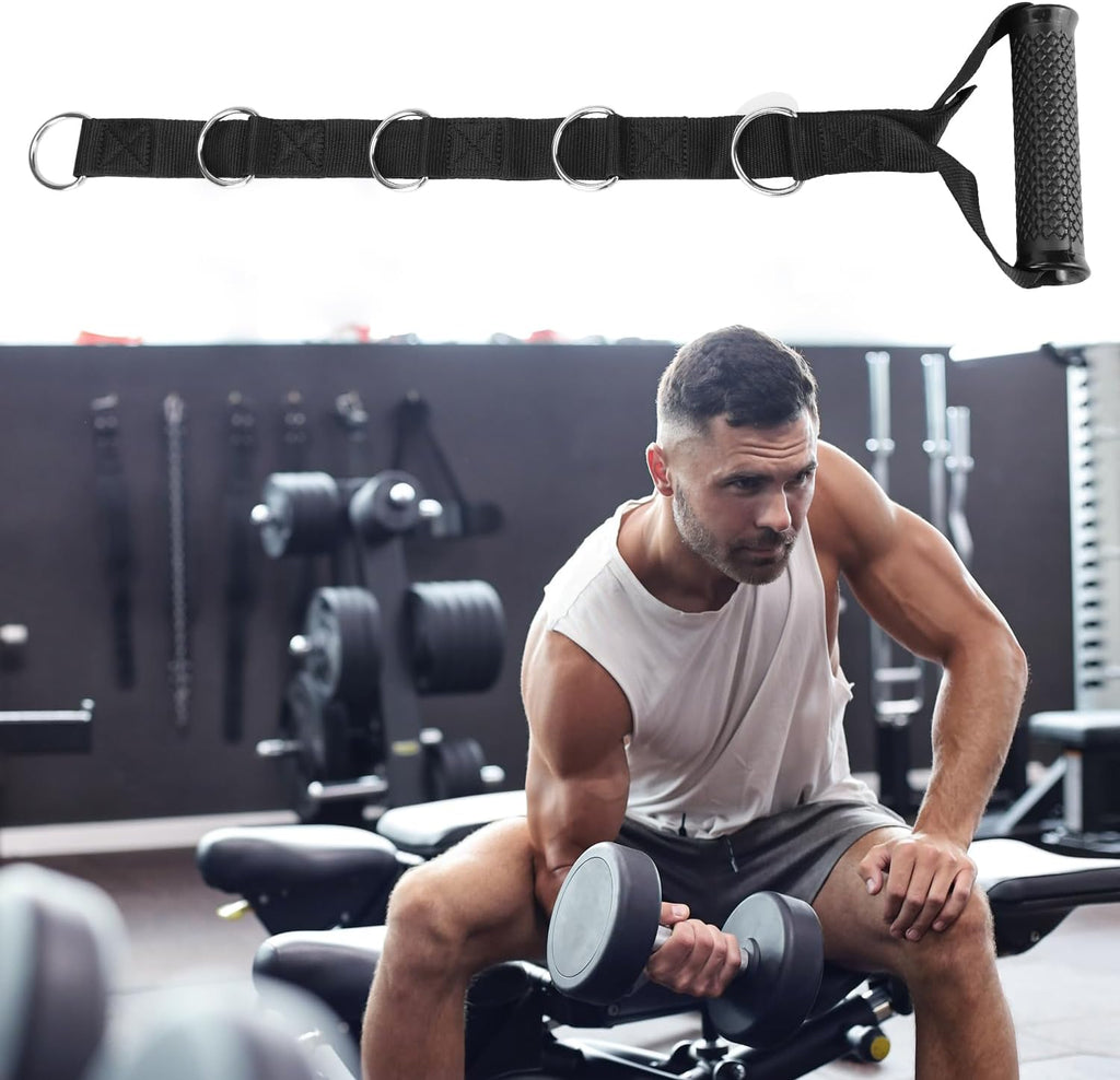 QWORK Fitness Metal Gym Handles - Heavy-Duty Adjustable D-Ring Buckles for Pulley Systems | Ideal for Biceps, Triceps, and Shoulder Workouts